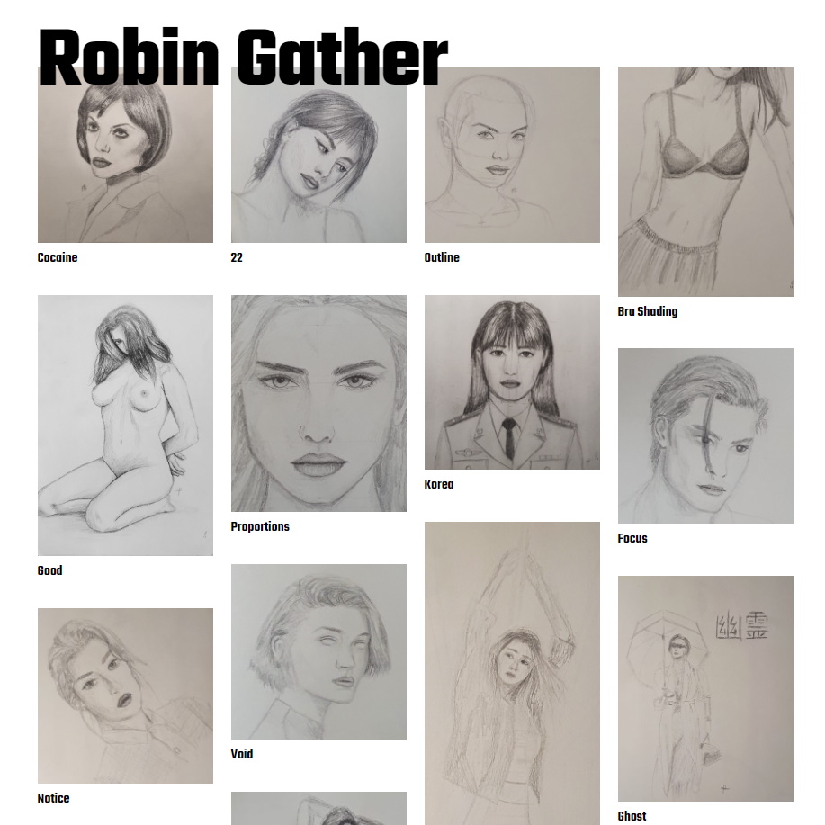 screenshot of art.robingather.com website art portfolio