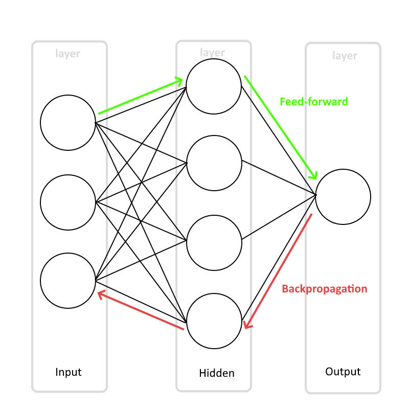 neural network feed-forward and backpropagation explanation diagram