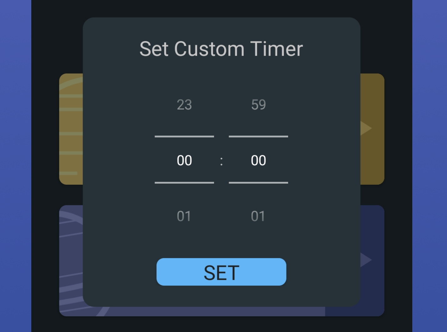 screenshot of custom timer